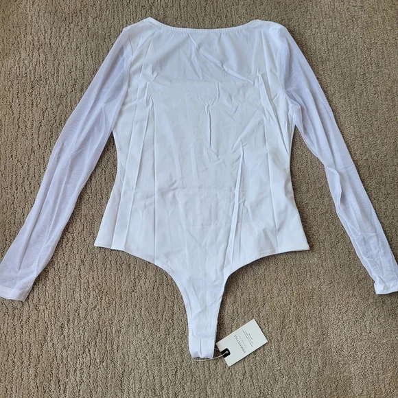 Women’s Long Sleeve White Square Neck Bodysuit – Size XL – NWT – PinkmStyle - Picture 11 of 11